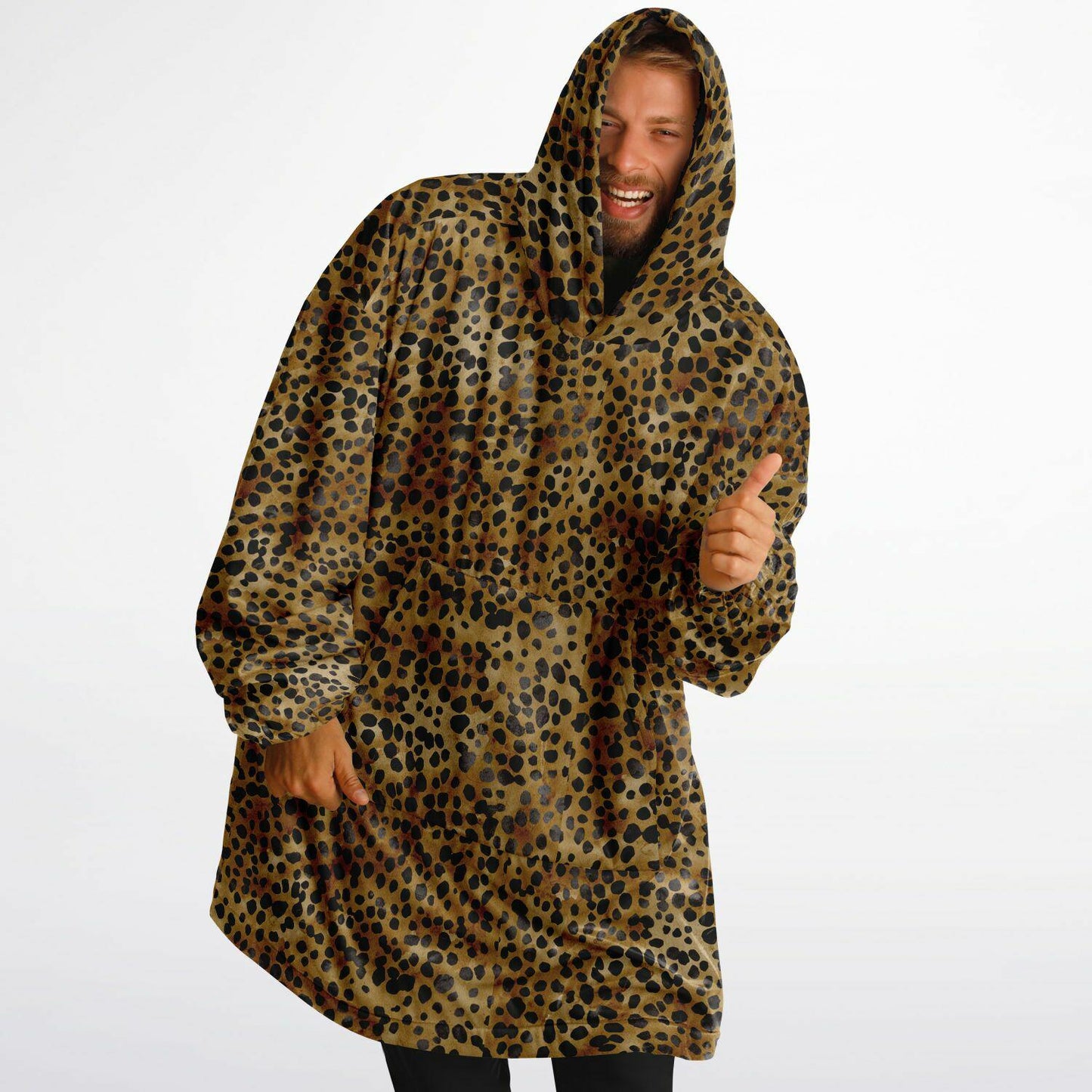 Unisex Cute leopard Print Snug Hoodie,Printed Hooded Blanket with Sleeves, Lounge Wear, All Over Print Hoodie, Birthday Gift,Christmas Gifts