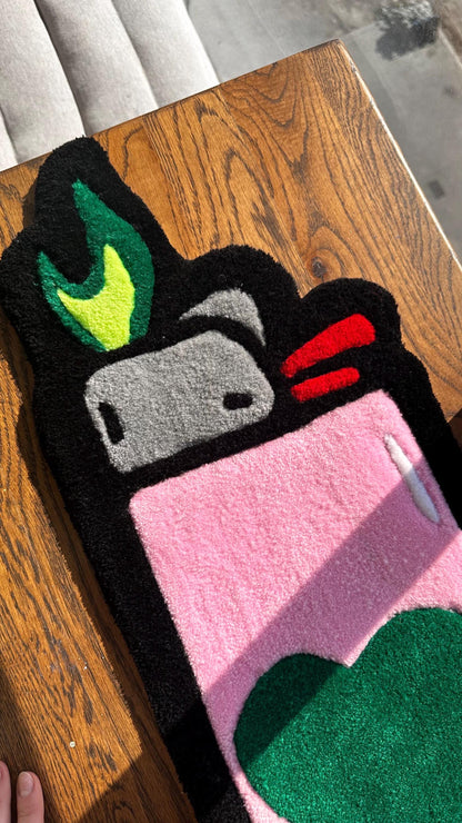 Tufted Lighter Rug / 3d custom rug / Funky Wall Decor , 100% Handmade rug