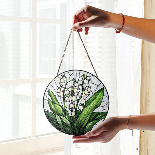 Lily Of Valley Flowers Stained Glass Suncatcher, Lily Of Valley Suncatcher, Flower Suncatcher, Grandma gift, Gift For Him, Gift For Her
