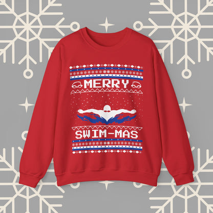 Merry Swim-mas Ugly Christmas , Swimming Christmas Sweatshirt, Funny Christmas Jumper, Gift for Swimmer, Swim Shirt for Men
