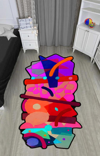 Multi colored Irregular Shape, Irregular rug, Irregular area rug, Living room carpet, colorful irregular carpet,modern irregular rug,bedroom