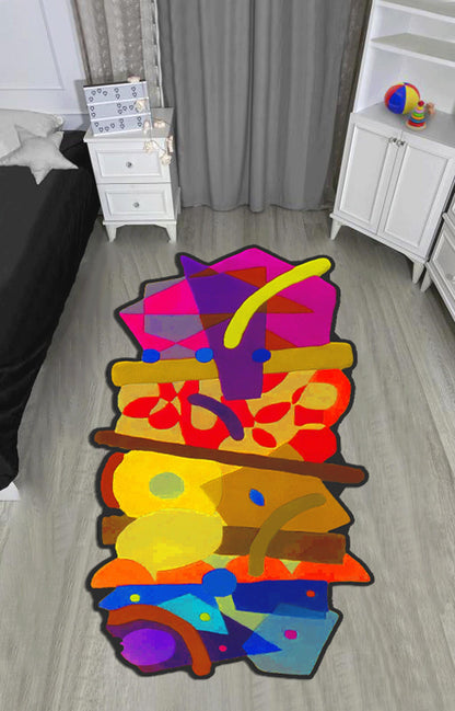 Multi colored Irregular Shape, Irregular rug, Irregular area rug, Living room carpet, colorful irregular carpet,modern irregular rug,bedroom