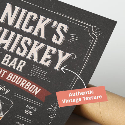 Whiskey Cocktail Poster, Whiskey Bar Wall Art | Bar Cart Prints | Alcohol Poster, Whiskey Bar Decor, Whiskey Bar Sign