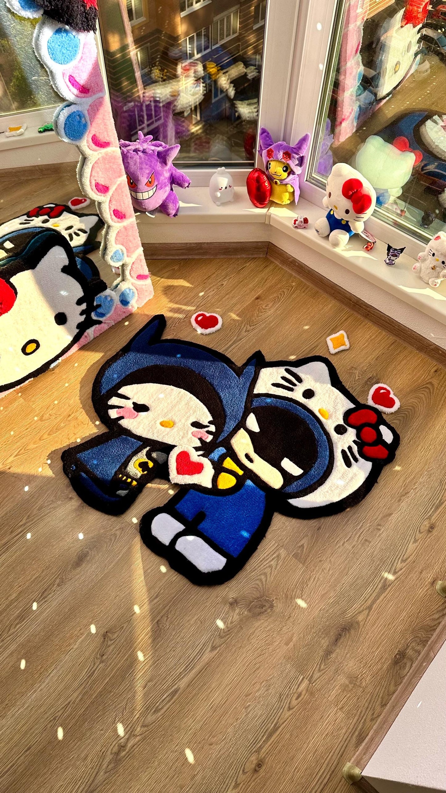 Spider x Custom Kitty Rug – Puffy Tufted Crossover Carpet, Cute Handmade Decor, Fluffy Anime Gift Rug for Girls Room or Bedroom Floor