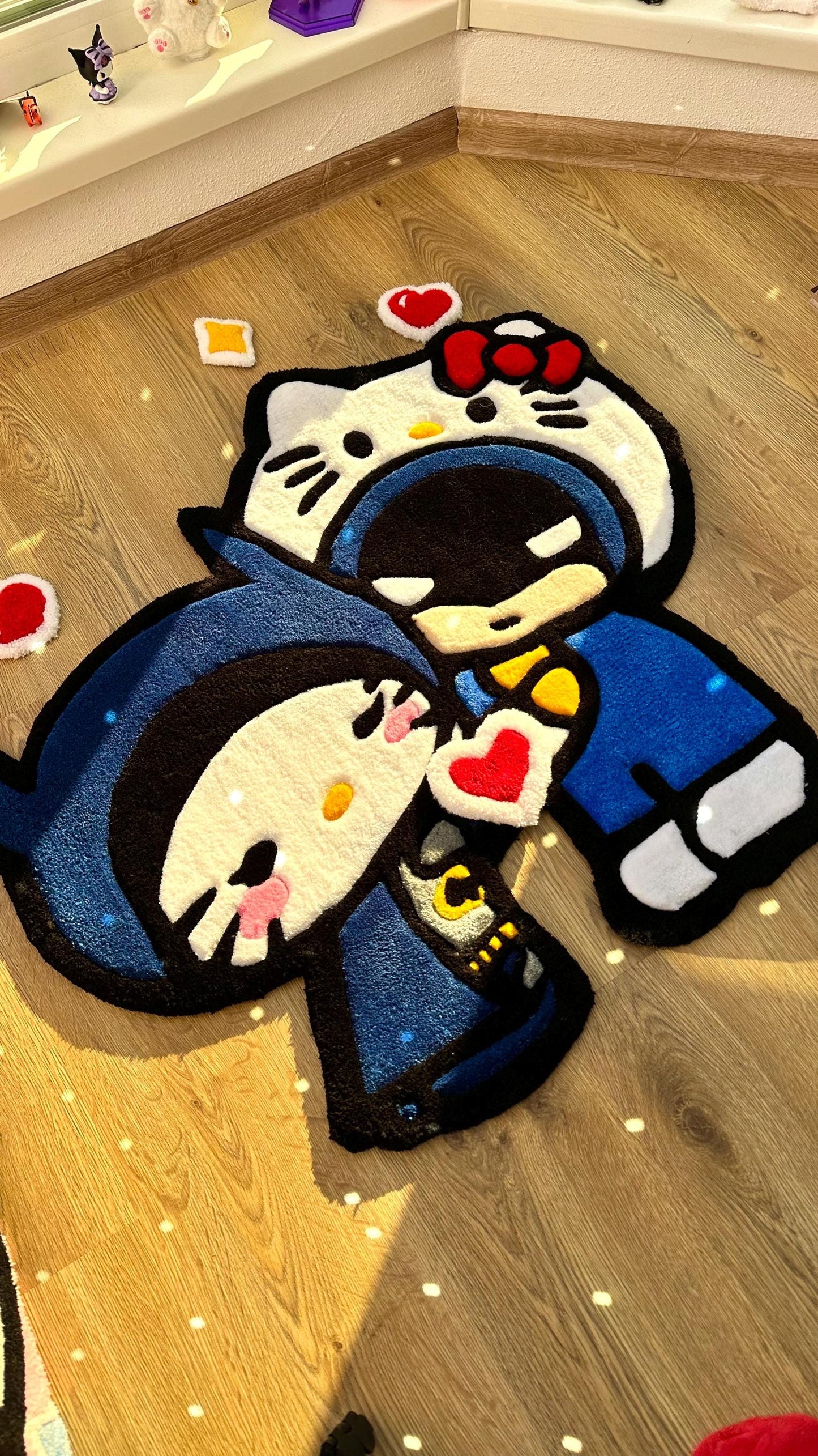 Spider x Custom Kitty Rug – Puffy Tufted Crossover Carpet, Cute Handmade Decor, Fluffy Anime Gift Rug for Girls Room or Bedroom Floor