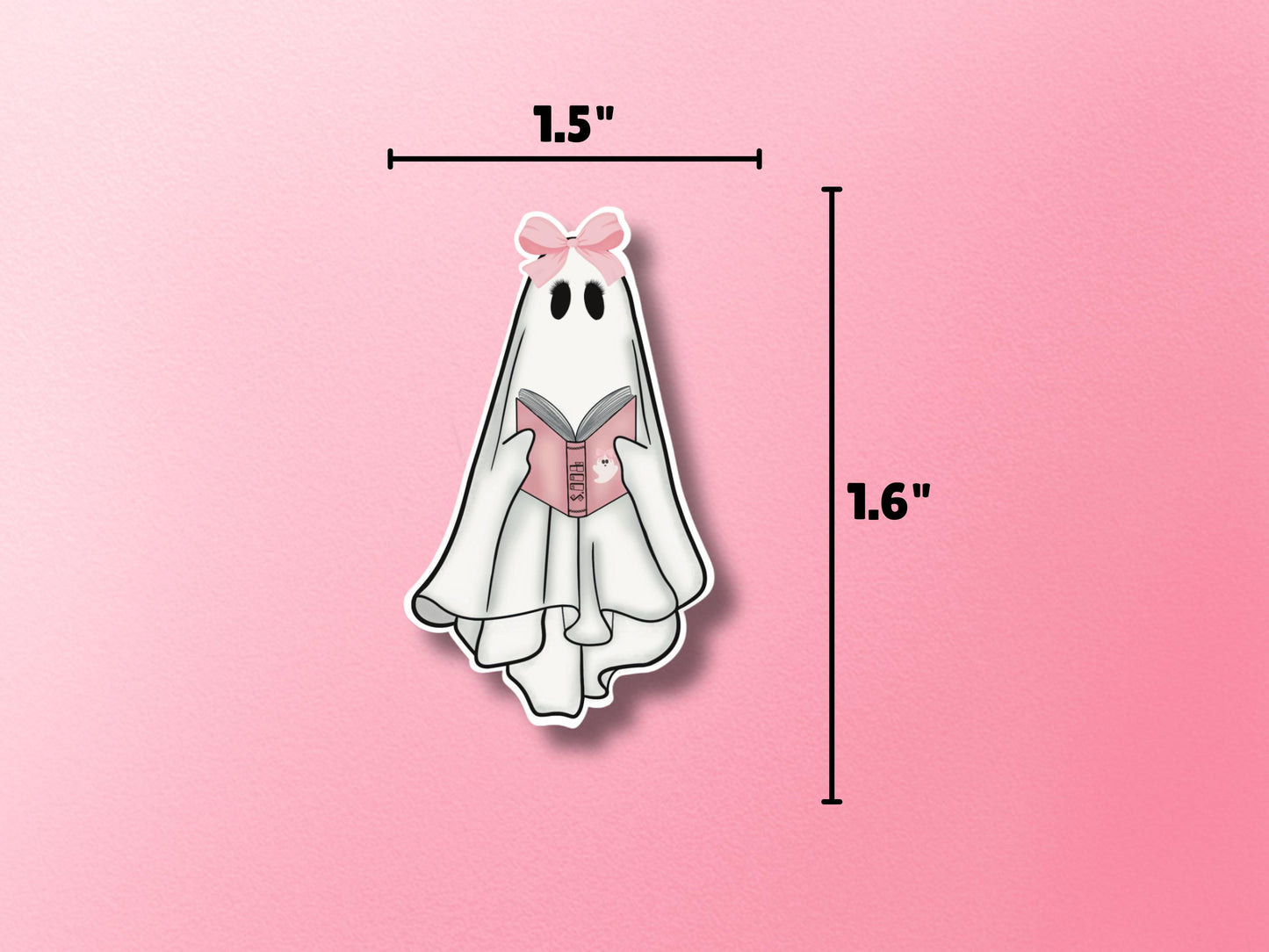 Cute Ghost Reading Sticker | Ghost with Book | Ghost Vinyl Sticker | Ghost Decals | Girly Stickers | Halloween Stickers | Coquette Ghost
