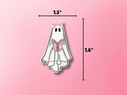 Cute Ghost Reading Sticker | Ghost with Book | Ghost Vinyl Sticker | Ghost Decals | Girly Stickers | Halloween Stickers | Coquette Ghost