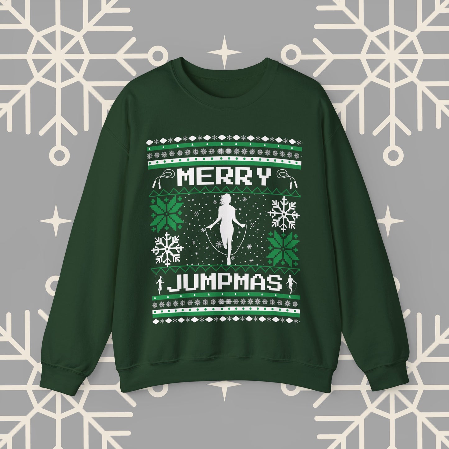Merry Jumpmas Ugly Christmas , Jump Rope Christmas Sweatshirt, Funny Gym Shirt, Holiday Exercise Crewneck, Skipping Shirt for Women