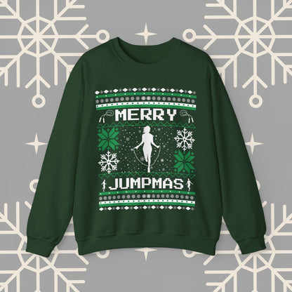Merry Jumpmas Ugly Christmas , Jump Rope Christmas Sweatshirt, Funny Gym Shirt, Holiday Exercise Crewneck, Skipping Shirt for Women