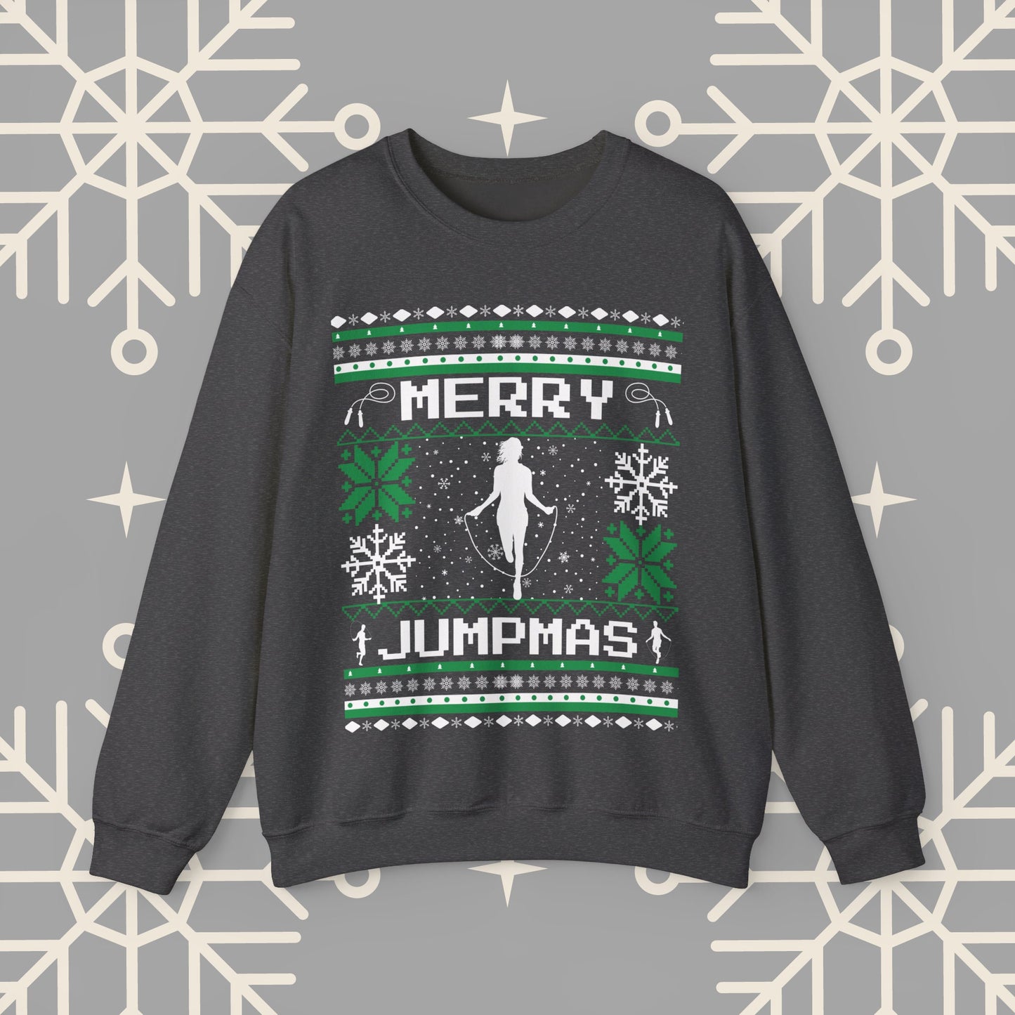 Merry Jumpmas Ugly Christmas , Jump Rope Christmas Sweatshirt, Funny Gym Shirt, Holiday Exercise Crewneck, Skipping Shirt for Women