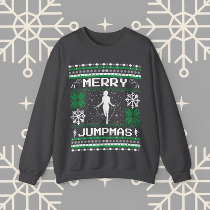 Merry Jumpmas Ugly Christmas , Jump Rope Christmas Sweatshirt, Funny Gym Shirt, Holiday Exercise Crewneck, Skipping Shirt for Women