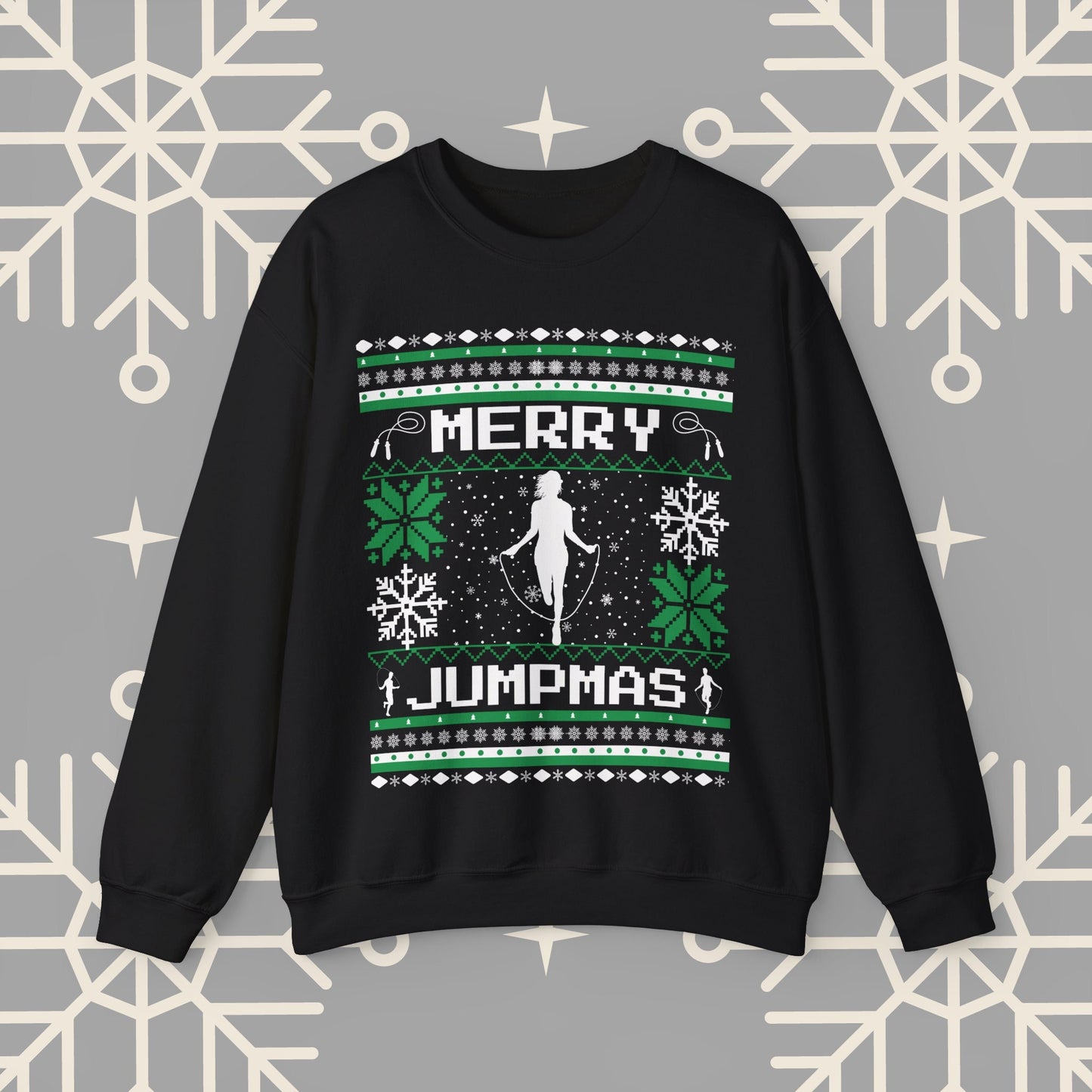 Merry Jumpmas Ugly Christmas , Jump Rope Christmas Sweatshirt, Funny Gym Shirt, Holiday Exercise Crewneck, Skipping Shirt for Women