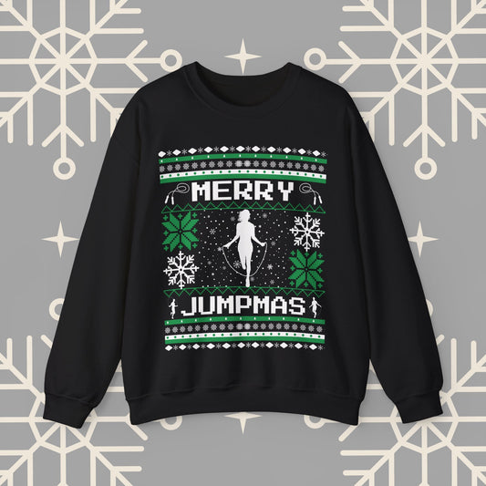 Merry Jumpmas Ugly Christmas , Jump Rope Christmas Sweatshirt, Funny Gym Shirt, Holiday Exercise Crewneck, Skipping Shirt for Women