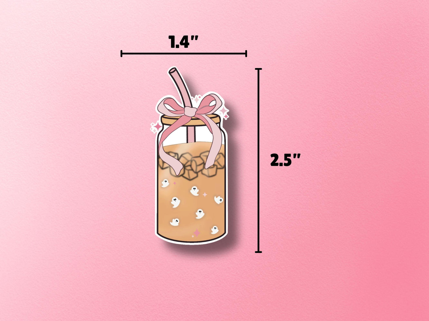 Iced Coffee Ghosts Sticker -Laptop Sticker, Waterbottle sticker, Vinyl Stickers, Cute Kindle Stickers, Coquette Stickers, Girly Girl Sticker