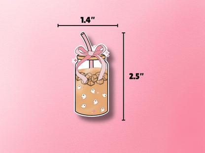 Iced Coffee Ghosts Sticker -Laptop Sticker, Waterbottle sticker, Vinyl Stickers, Cute Kindle Stickers, Coquette Stickers, Girly Girl Sticker