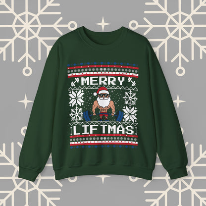 Merry Liftmas Ugly Christmas , Funny Workout Christmas Sweatshirt, Gym Lover Holiday Jumper, Fitness Xmas