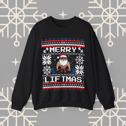 Merry Liftmas Ugly Christmas , Funny Workout Christmas Sweatshirt, Gym Lover Holiday Jumper, Fitness Xmas