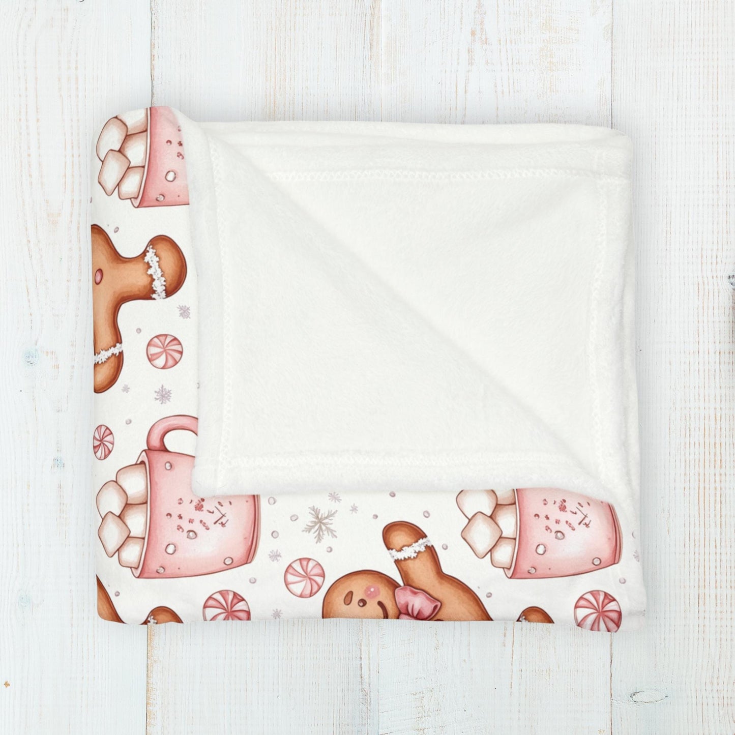 Gingerbread Man Blanket Christmas Coquette Bow Gingerbread Fleece Throw Pink Holiday Home Decor Hot Cocoa Christmas Gift for Family Friends