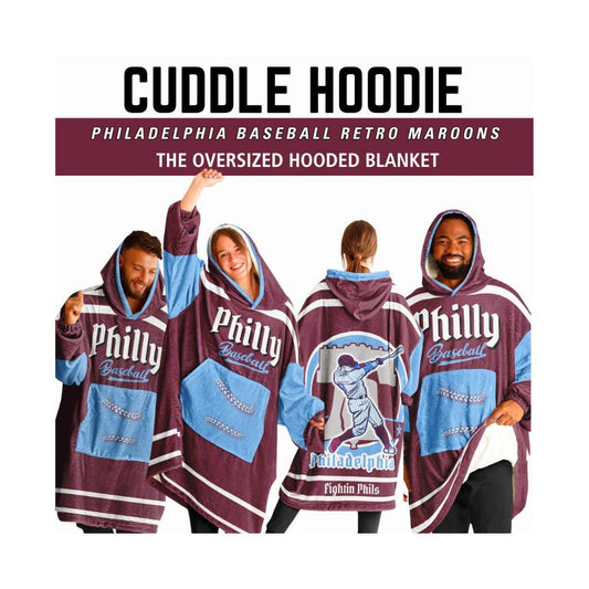 Philly Baseball Retro Maroon Cuddle Hoodie Blanket