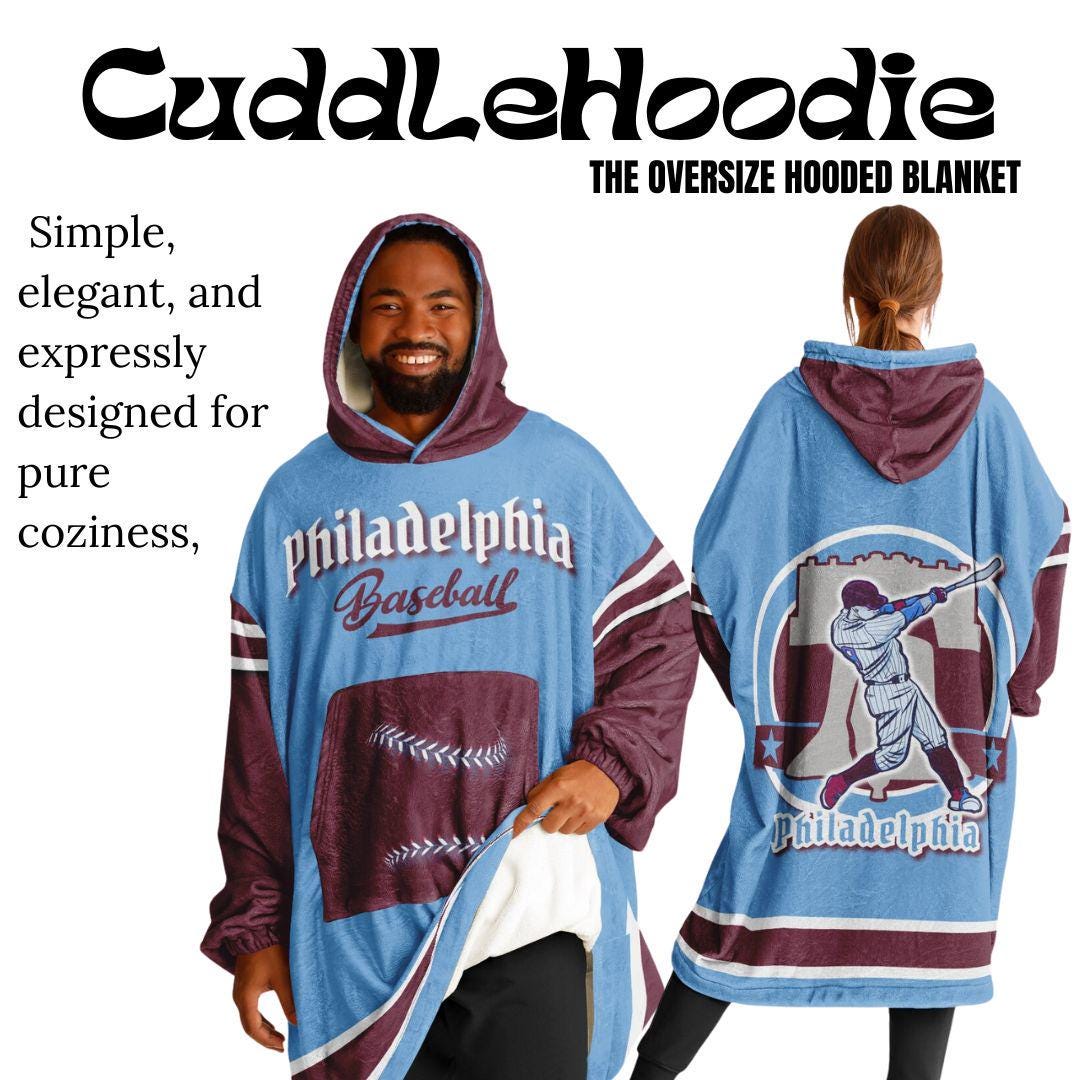 Philadelphia Baseball Oversized Cuddle Hoodie: Retro Powder Blues Blanket