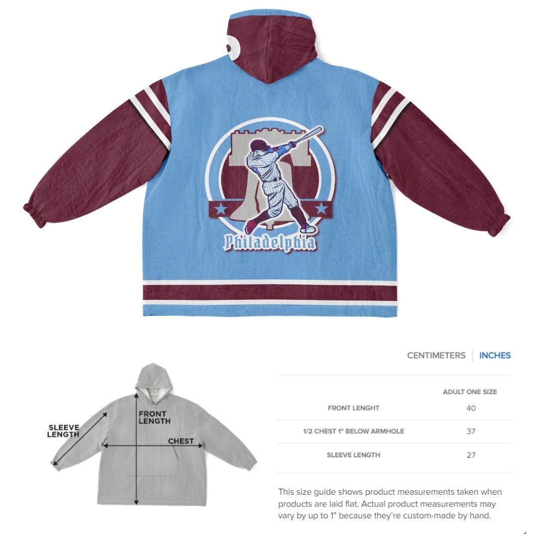 Philadelphia Baseball Oversized Cuddle Hoodie: Retro Powder Blues Blanket