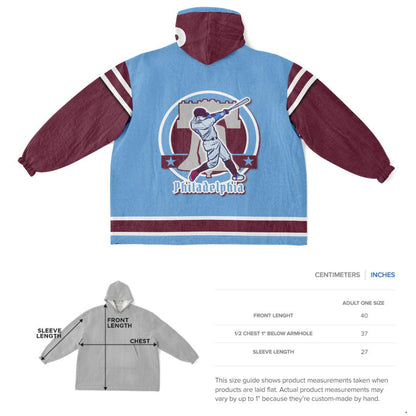 Philadelphia Baseball Oversized Cuddle Hoodie: Retro Powder Blues Blanket