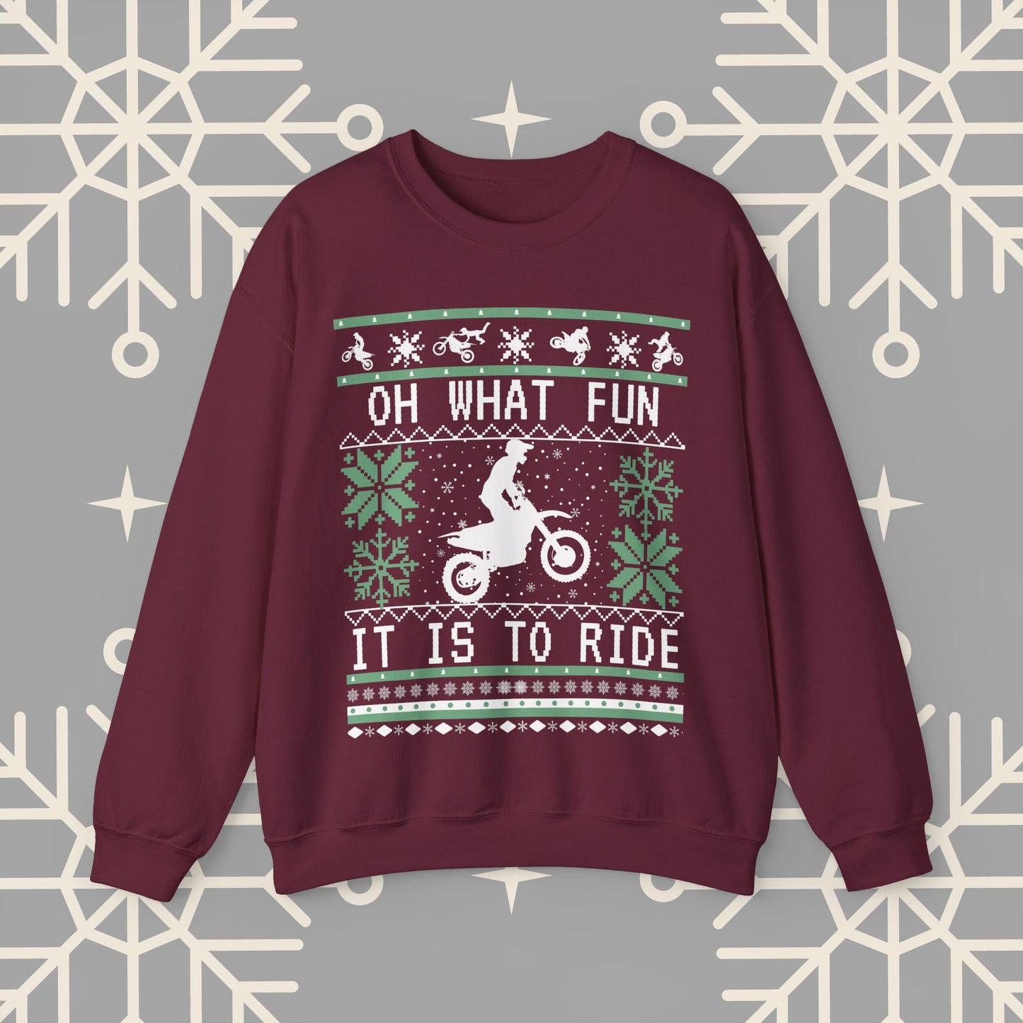 Motocross Ugly Christmas , Oh What Fun It Is To Ride Dirt Bike Christmas Sweatshirt, Gift for Dirt Biker, Dirt Bike Gift for Men