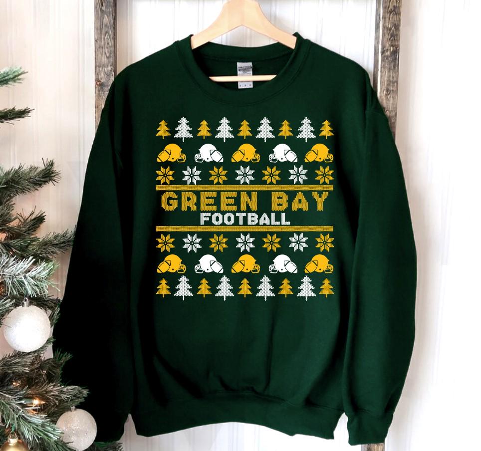 Green Bay Ugly Christmas Sweatshirt, Football Shirt, Christmas Gift Tee, Festive Football Crewneck, Holiday Winter, Green Bay Football Fan