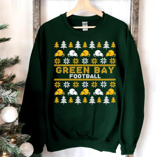 Green Bay Ugly Christmas Sweatshirt, Football Shirt, Christmas Gift Tee, Festive Football Crewneck, Holiday Winter, Green Bay Football Fan
