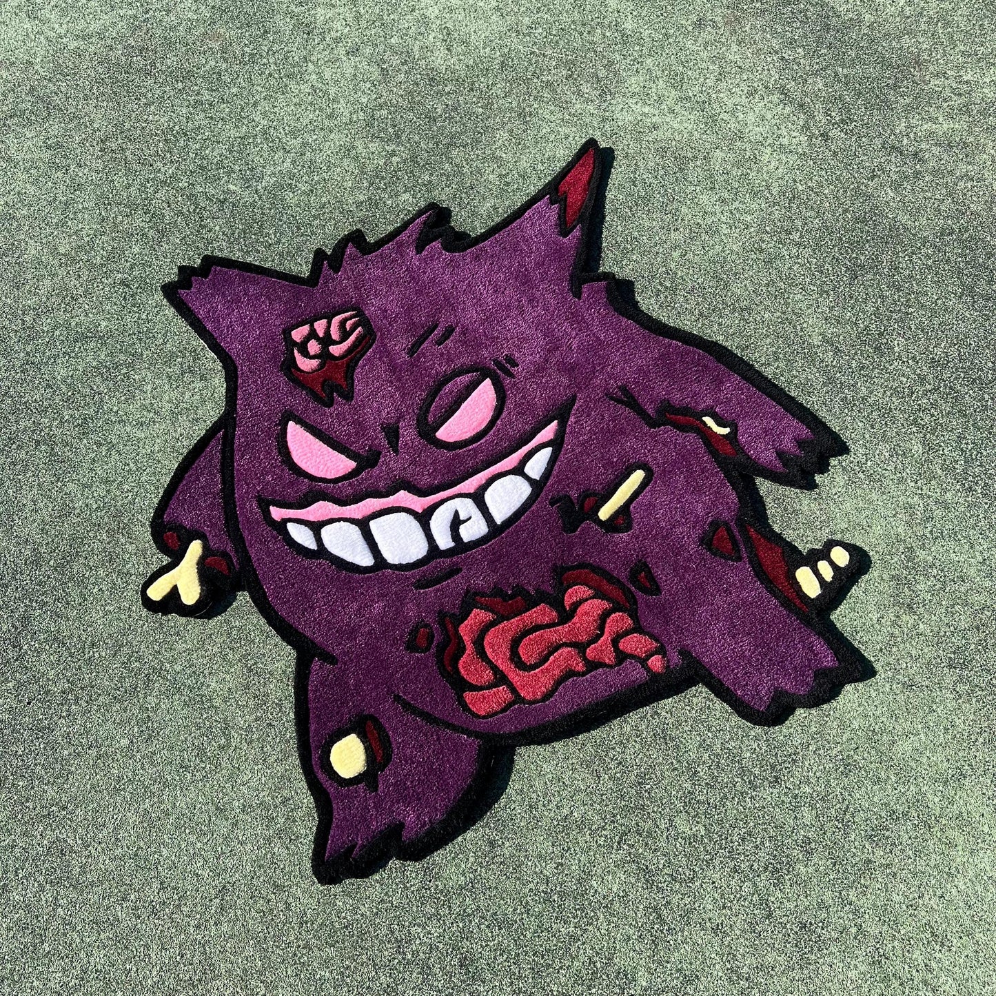Handmade Tufted Cartoon-Inspired Zombie Ghost Rug – Creepy Cute Horror Decor, Unique Gift for Friends and Family