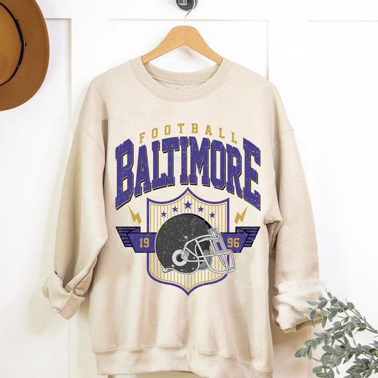 Vintage Baltimore Football Sweatshirt, Baltimore Hoodie, Game Day Shirt, Trendy Baltimore Football Fan Gift, Baltimore Football Game Day