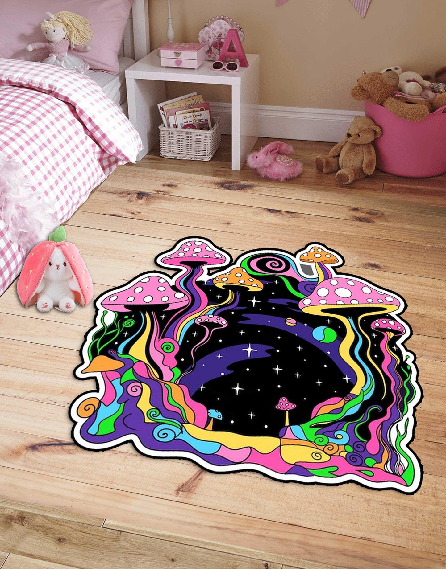 Psychedelic mushroom rug, red mushroom rug, toad rug, mushroom rug, gaming room decor, mushroom rug,custom rug,Halloween gift,Christmas gift