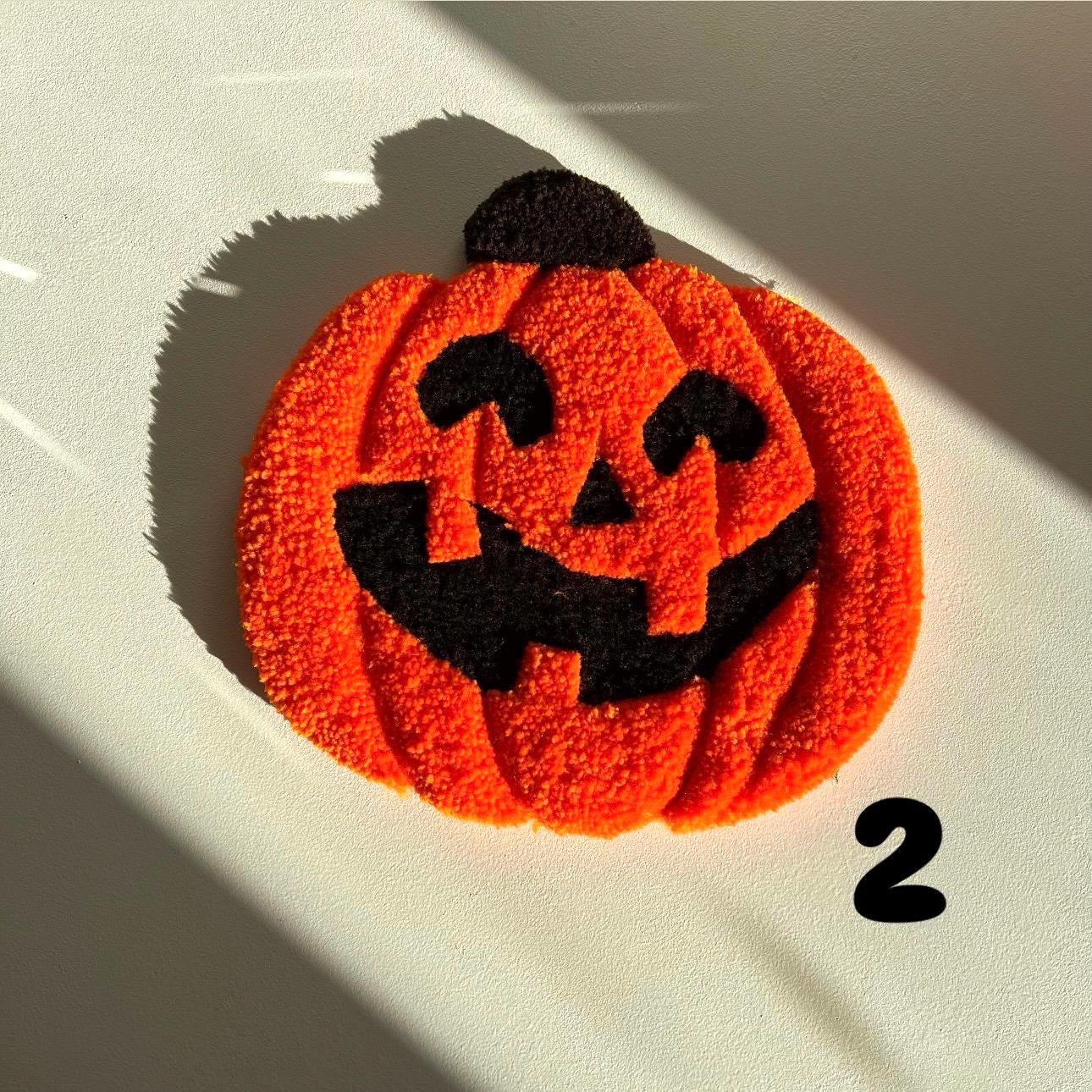 Halloween Pumpkin Coasters: Tufted Mini Rugs, Spooky Decor