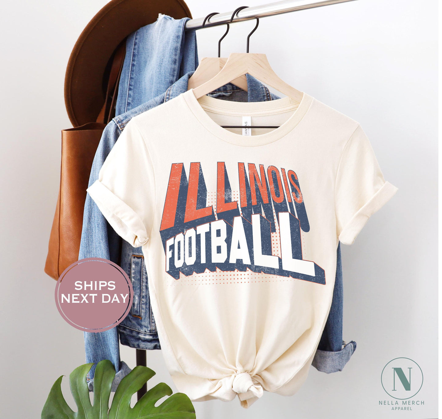 Retro Illinois Football Shirt, Vintage Illinois Football Shirt, Urbana-Champaign Women Shirt, College Football Shirt