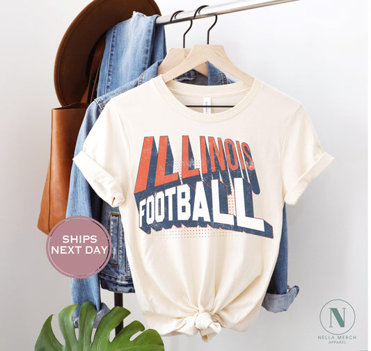 Retro Illinois Football Shirt, Vintage Illinois Football Shirt, Urbana-Champaign Women Shirt, College Football Shirt