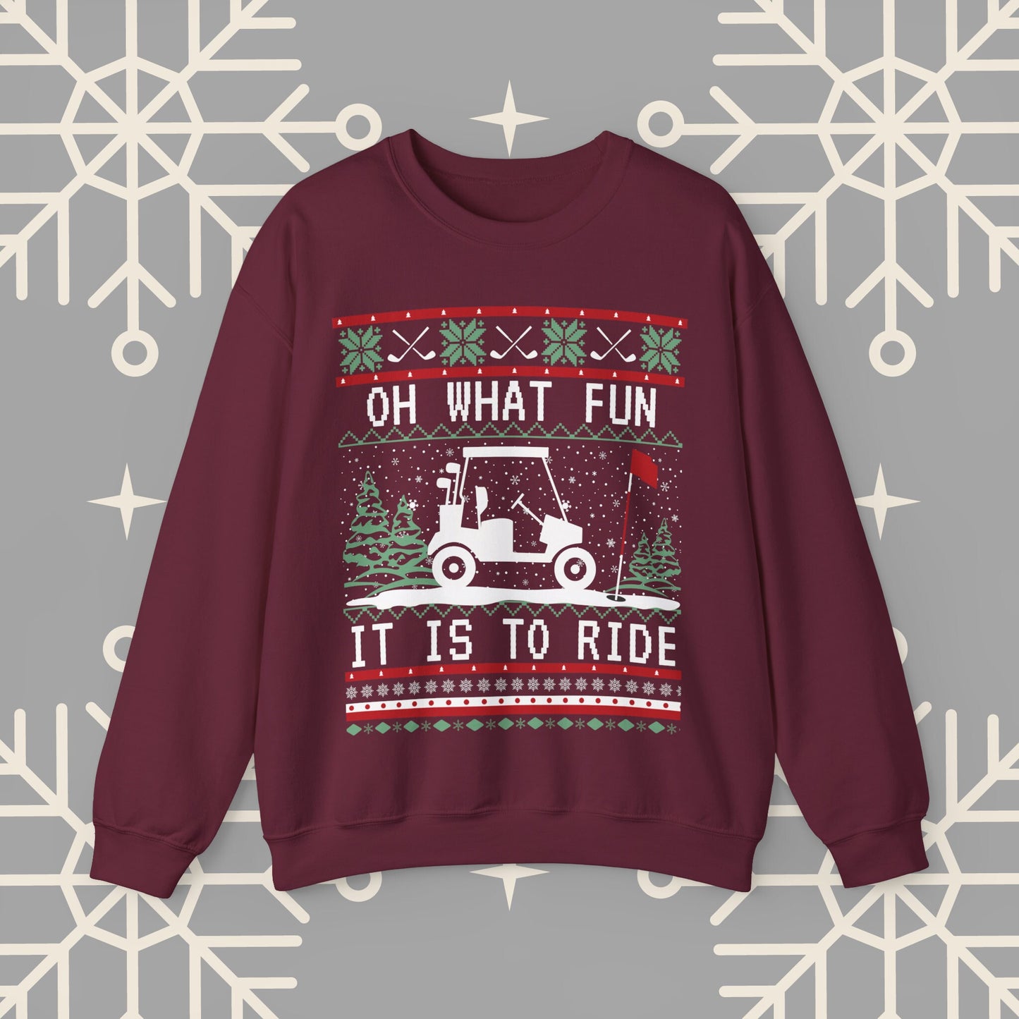 Christmas Golf Sweatshirt, Golf Cart Ugly Christmas , Funny Golf Jumper, Holiday Golfing Pullover, Gift for Golfer