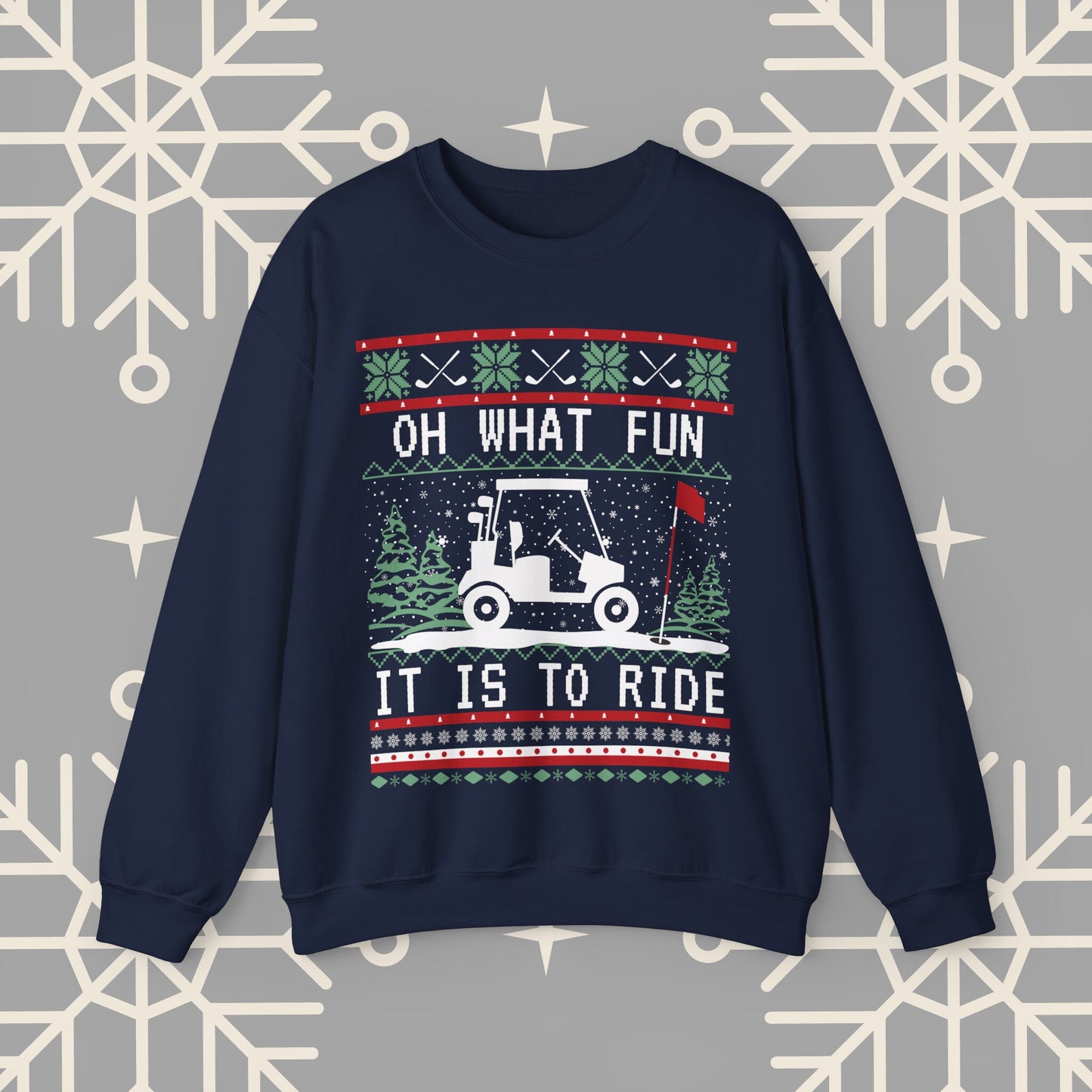 Christmas Golf Sweatshirt, Golf Cart Ugly Christmas , Funny Golf Jumper, Holiday Golfing Pullover, Gift for Golfer