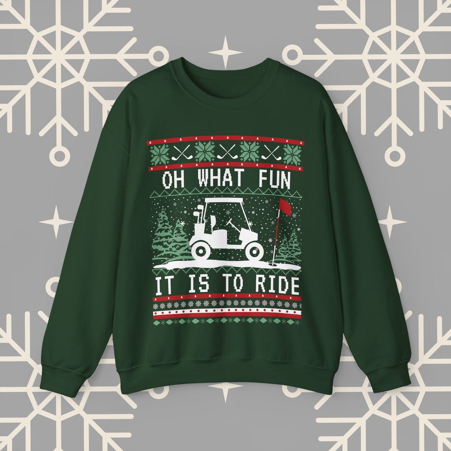 Christmas Golf Sweatshirt, Golf Cart Ugly Christmas , Funny Golf Jumper, Holiday Golfing Pullover, Gift for Golfer