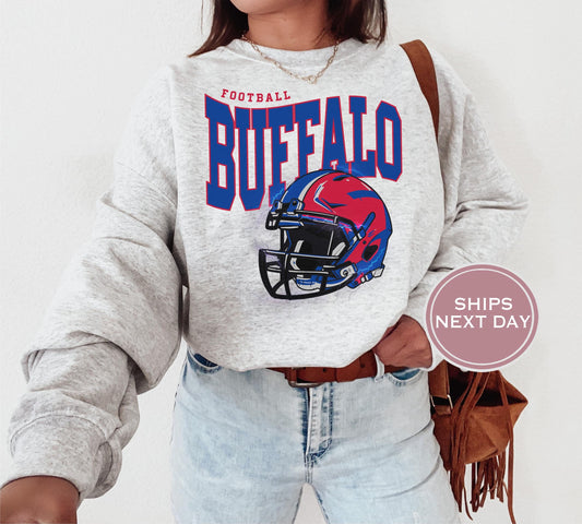Buffalo Football Sweatshirt, Vintage Buffalo Crewneck, Retro Buffalo Sweatshirt, Buffalo Varsity Sweatshirt, Buffalo Long Sleeve