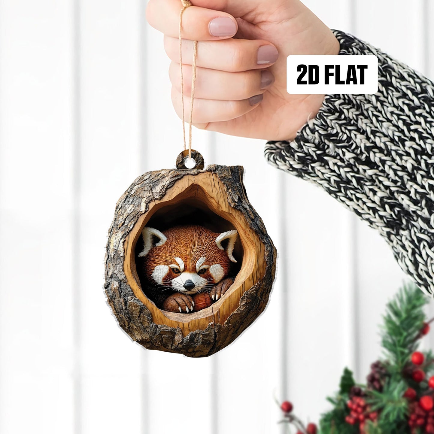 Red Panda 2D Flat Ornament, Red Panda Rearview Mirror Car Accessories, Red Panda Christmas Ornament, Red Panda Ornament, Red Panda Lover