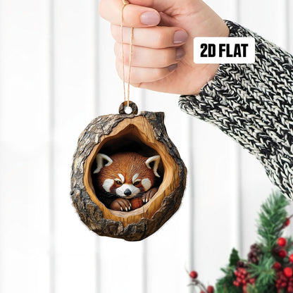 Red Panda 2D Flat Ornament, Red Panda Rearview Mirror Car Accessories, Red Panda Christmas Ornament, Red Panda Ornament, Red Panda Lover