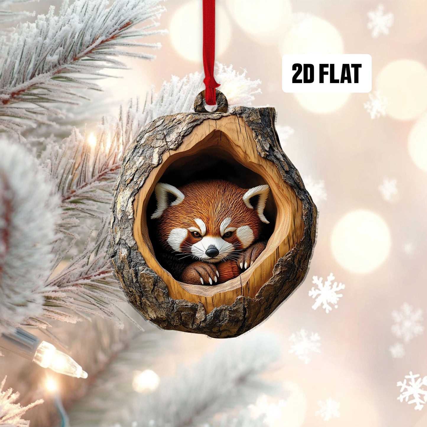Red Panda 2D Flat Ornament, Red Panda Rearview Mirror Car Accessories, Red Panda Christmas Ornament, Red Panda Ornament, Red Panda Lover