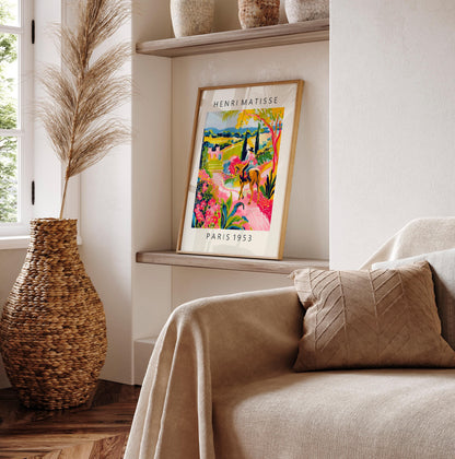 Horse riding poster, Mid century modern print, Maximalist wall art, Matisse style dopamine decor