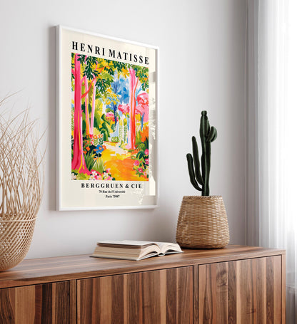 Matisse Style Tropical Forest Art Print: Pink Maximalist Decor