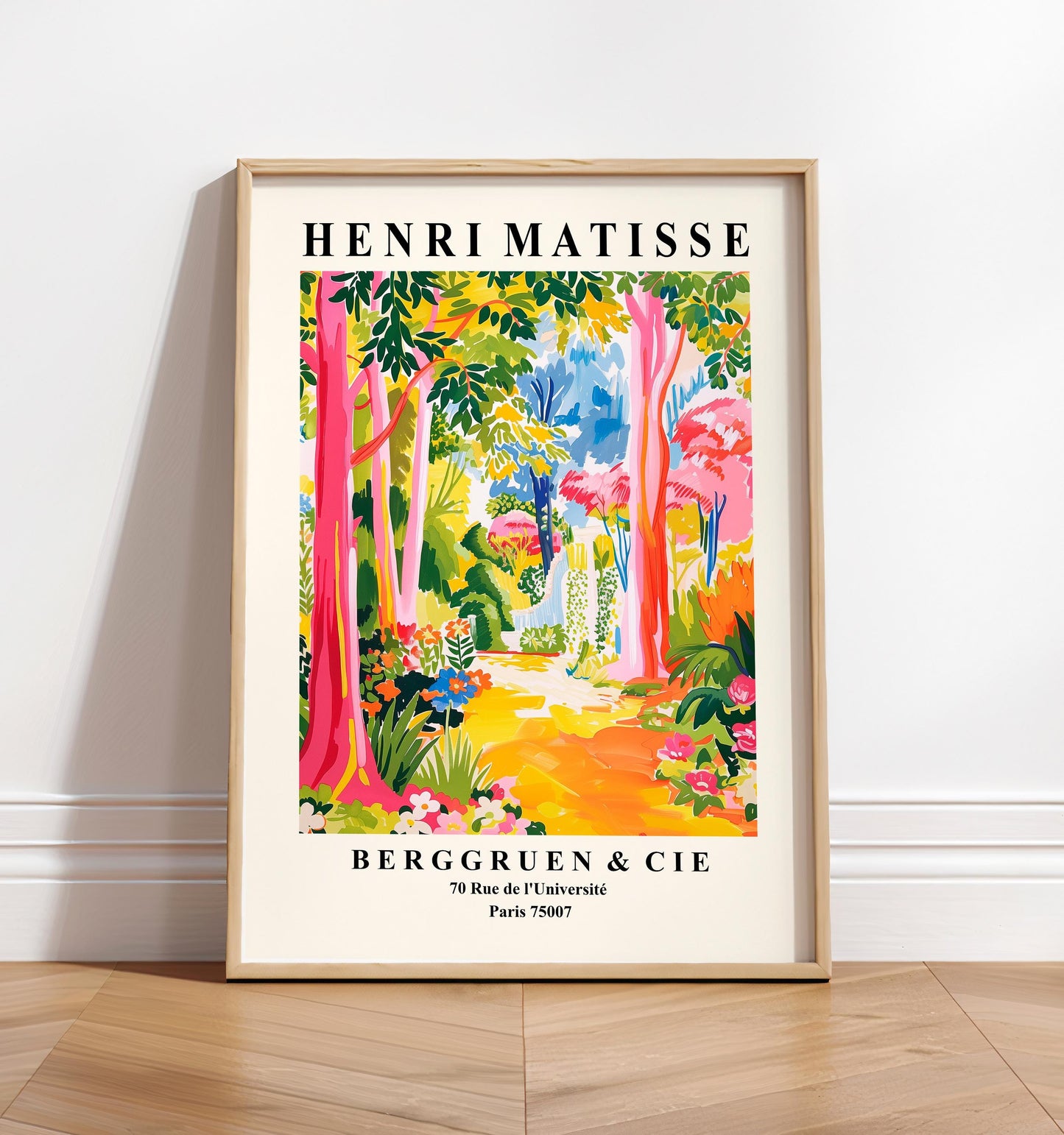Matisse Style Tropical Forest Art Print: Pink Maximalist Decor