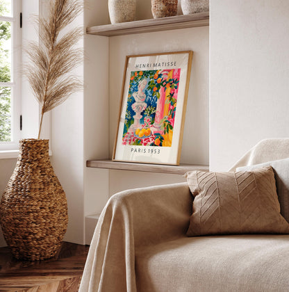 Matisse Inspired Greek Statue Print: Pink Tropical Art