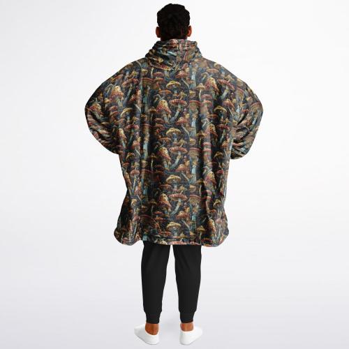 Psychedelic Trippy  Magic Mushrooms Reversible Snug Hoodie, Pullover Hood Blanket Sleeves, Lounge Wear, Novelty Birthday Christmas Gifts