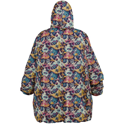 Psychedelic Trippy  Magic Mushrooms Reversible Snug Hoodie, Pullover Hood Blanket Sleeves, Lounge Wear, Novelty Birthday Christmas Gifts