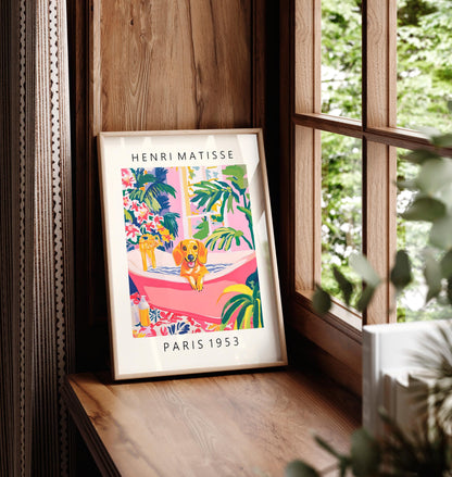 Matisse Dachshund Art Print: Funny Bathroom Decor