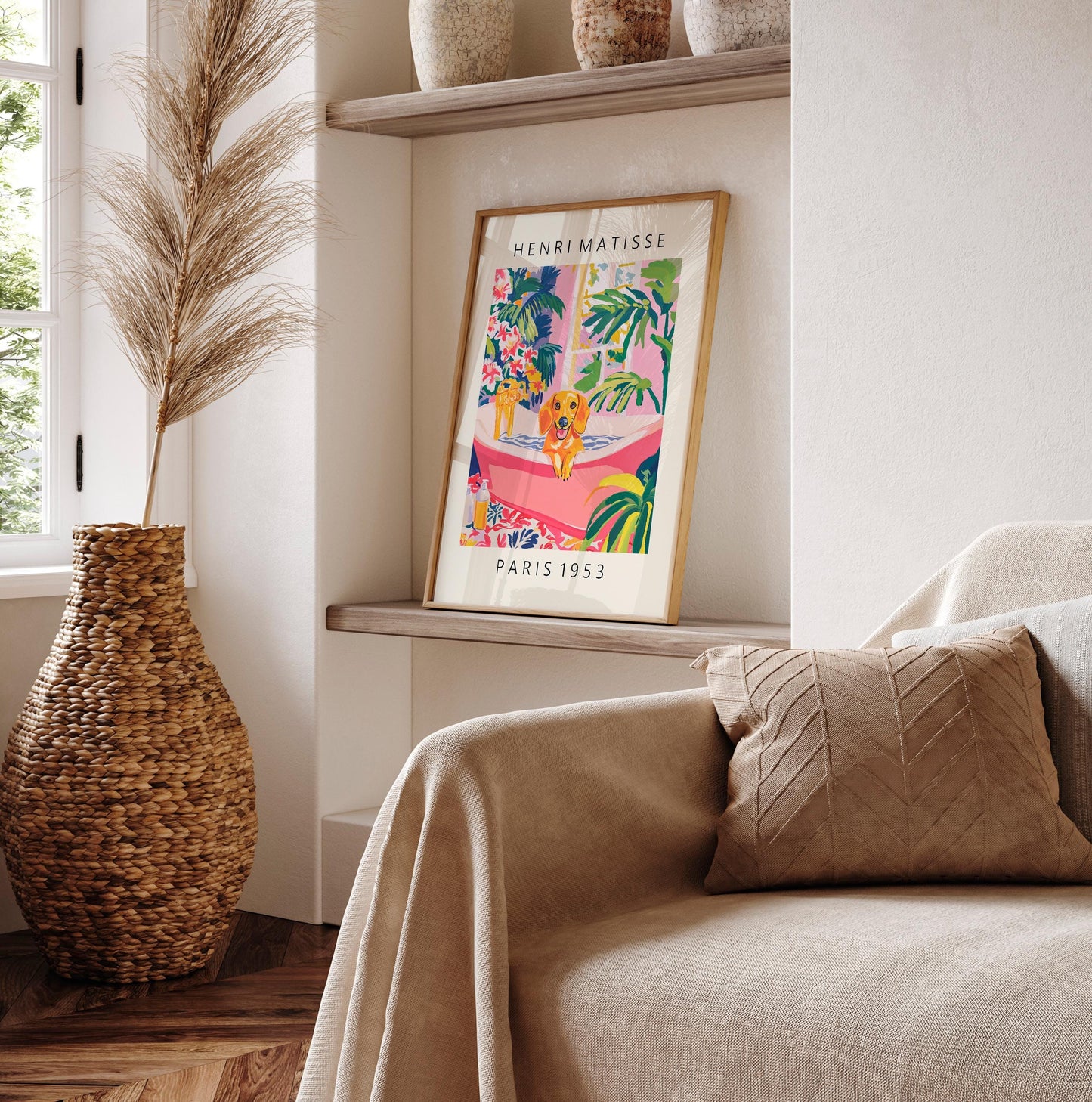 Matisse Dachshund Art Print: Funny Bathroom Decor